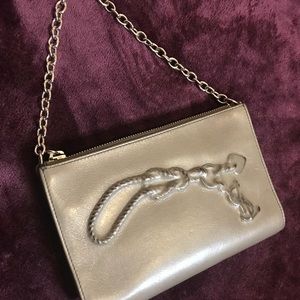 YSL Taupe Leather Charm Pochette